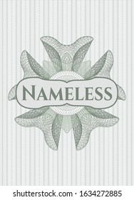 Green rosette. Linear Illustration with text Nameless inside
