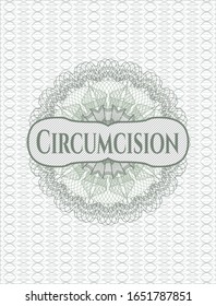 Green rosette. Linear Illustration with text Circumcision inside