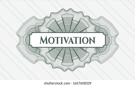 Green rosette. Linear Illustration. with text Motivation inside