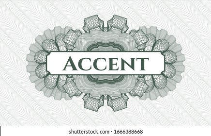 Green rosette. Linear Illustration. with text Accent inside