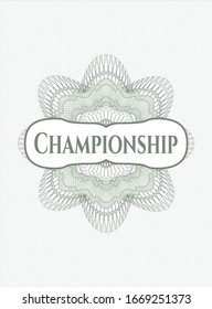 Green rosette. Linear Illustration with text Championship inside