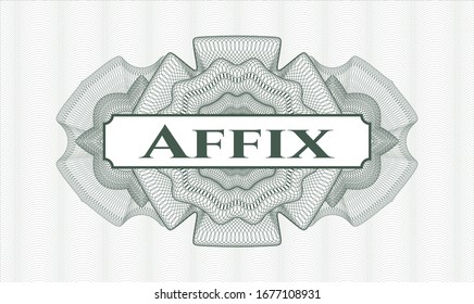 Green rosette. Linear Illustration. with text Affix inside