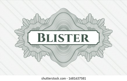 Green rosette. Linear Illustration. with text Blister inside