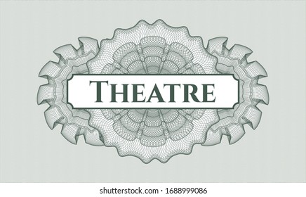 Green rosette. Linear Illustration. with text Theatre inside