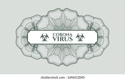 Rosette verde. Ilustración lineal. con texto Coronavirus interior