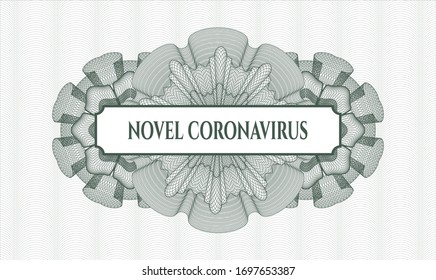 Green rosette. Linear Illustration. with text Novel Coronavirus inside