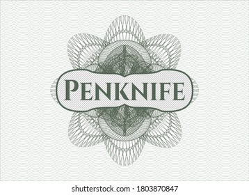 Rosette verde. Ilustración lineal con el texto Pencuchillo dentro