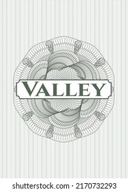 Green rosette. Linear Illustration with text Valley inside