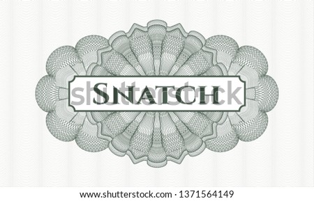 Green rosette. Linear Illustration. with text Snatch inside