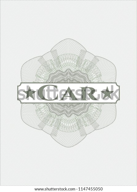 Green
rosette. Linear Illustration with text Car
inside