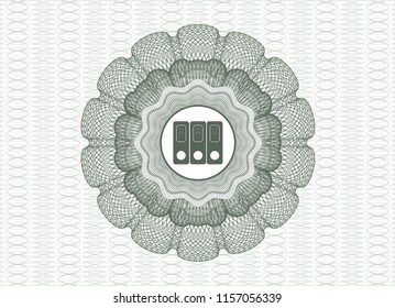 Green rosette. Linear Illustration with three folders icon inside