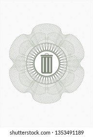 Green rosette. Linear Illustration with trash can icon inside