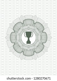 Green rosette. Linear Illustration with trophy icon inside