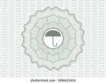 Green rosette. Linear Illustration with umbrella icon inside