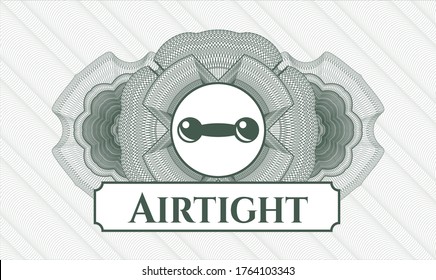 Green rosette. Linear Illustration. Vector. Detailed with dumbbell icon and Airtight text inside