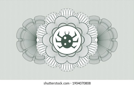 Green rosette. Linear Illustration. Vector. Detailed with bug icon inside
