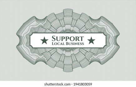 Green rosette. Linear Illustration. Vector. Detailed with text Support Local Business inside