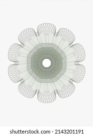 Green rosette. Linear Illustration. Vector, Detailed. 