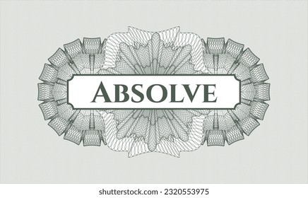 Green rosette. Linear Illustration. Vector. Detailed with text Absolve inside