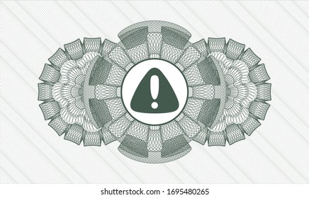 Rosette verde. Ilustración lineal. con icono de advertencia dentro