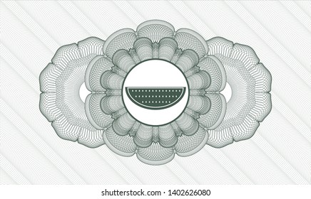 Green rosette. Linear Illustration. with watermelon icon inside