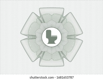 Green rosette. Linear Illustration with WC toilet icon inside