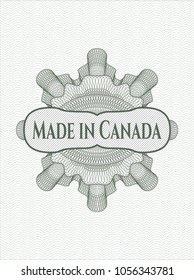 Green Rosette Or Money Style Emblem With Text Made In Canada Inside