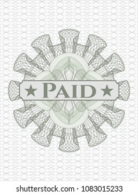  Green rosette or money style emblem with text Paid inside