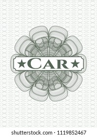 Green rosette (money style emblem) with text Car inside