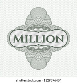 Green rosette or money style emblem with text Million inside