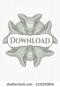 Green rosette (money style emblem) with text Download inside