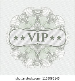 Green rosette (money style emblem) with text VIP inside