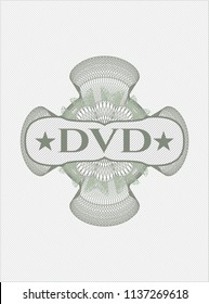Green rosette (money style emblem) with text DVD inside