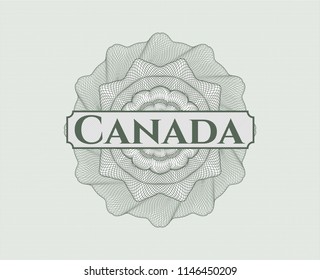 Green Rosette (money Style Emblem) With Text Canada Inside