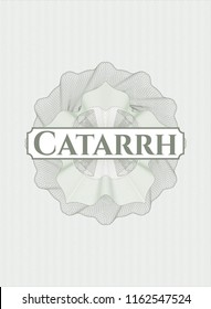 Green rosette (money style emblem) with text Catarrh inside