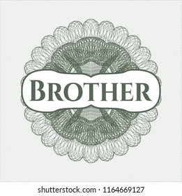 Green rosette or money style emblem with text Brother inside