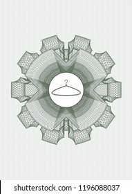 Green rosette (money style emblem) with hanger icon inside