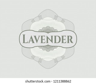 Green rosette (money style emblem) with text Lavender inside