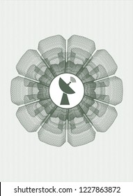 Green rosette (money style emblem) with radar icon inside