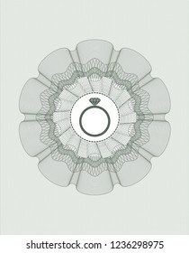 Green rosette (money style emblem) with diamond ring icon inside