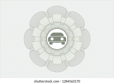 Green rosette (money style emblem) with car seen from front icon inside
