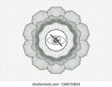 Green rosette (money style emblem) with blind icon inside