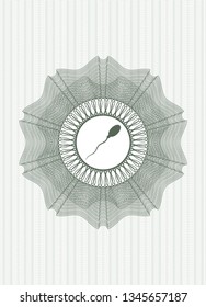 Green rosette (money style emblem) with sperm icon inside