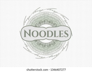 Green rosette (money style emblem) with text Noodles inside