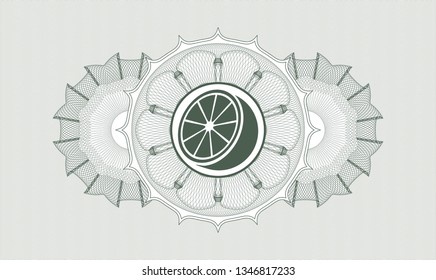 Green rosette (money style emblem) with orange icon inside