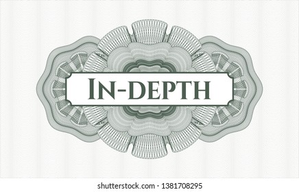 Green rosette or money style emblem with text In-depth inside