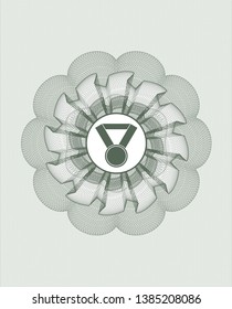 Green rosette (money style emblem) with medal icon inside