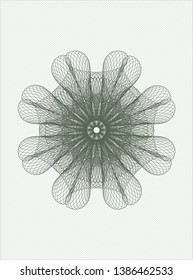 Green rosette or money style emblem. Vector Illustration. Detailed.