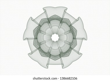 Green rosette or money style emblem. Vector Illustration. Detailed.