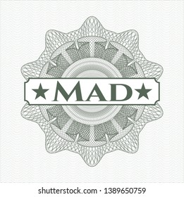 Green rosette (money style emblem) with text Mad inside